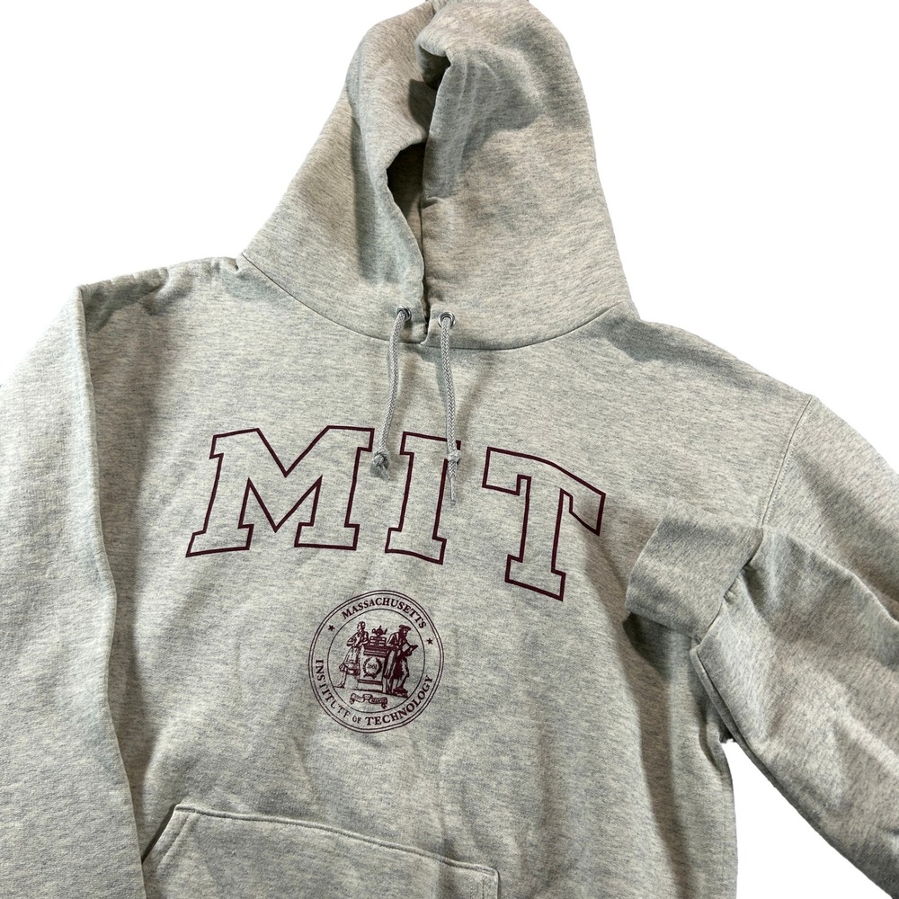 Champion MIT Hoodie Men Medium Gray Pullover Sweatshirt Massachusetts Tech